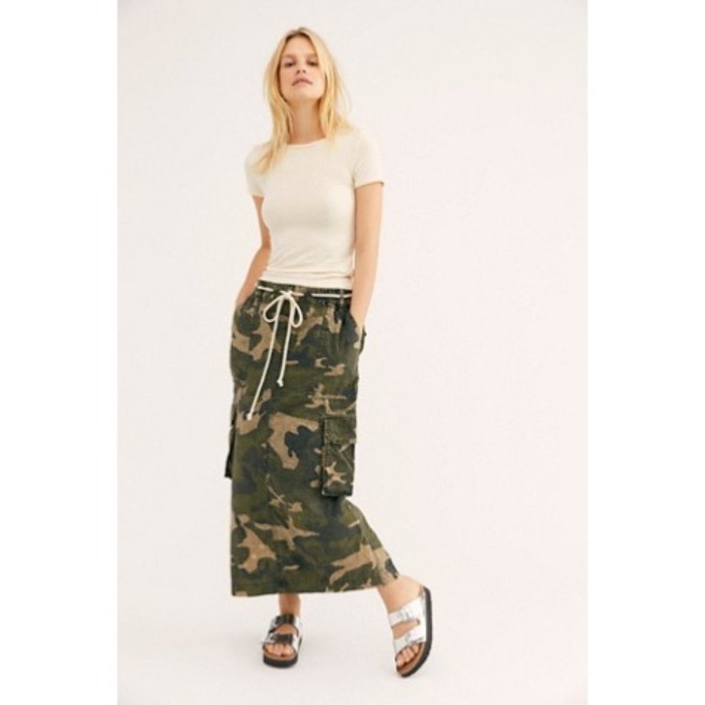 Free People Camouflage Maxi Skirt